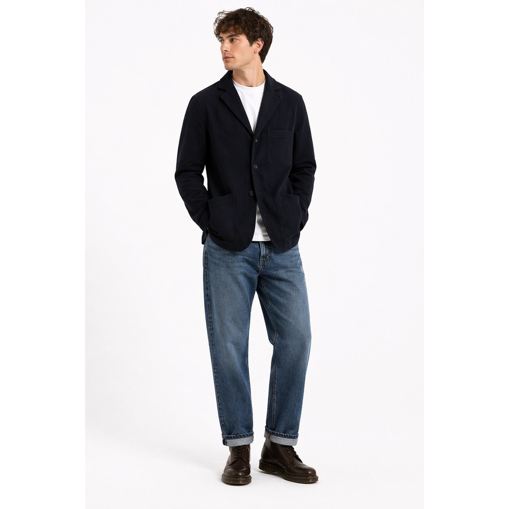 Bridge & Burn Chore Coat Mens Size M Navy Wool Blend Plaid Lined Workwear Jacket